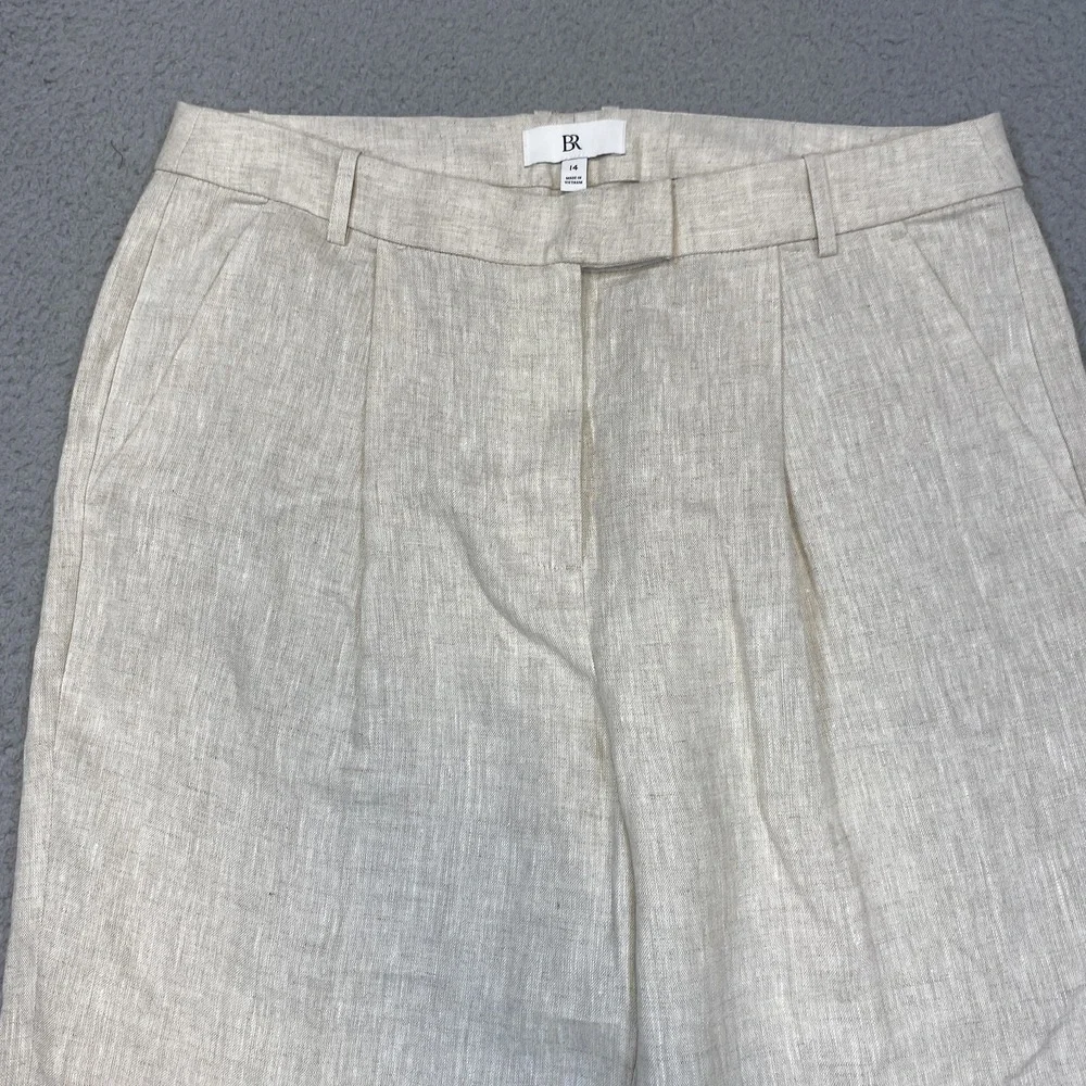 Banana Republic Pants Womens 14 Beige Linen Straight Leg Lightweight Summer Work